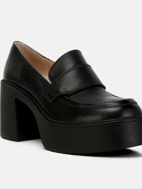 Rag & Co Women's Elspeth Heeled Platform Leather Loafers. Size 8